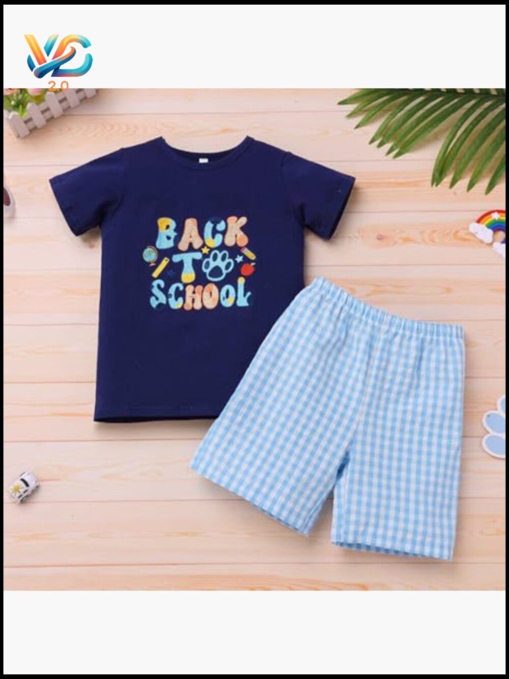 Toddler Boys Back to School Top with Shorts Embroidered School Bus Outfit - Picture 2 of 6